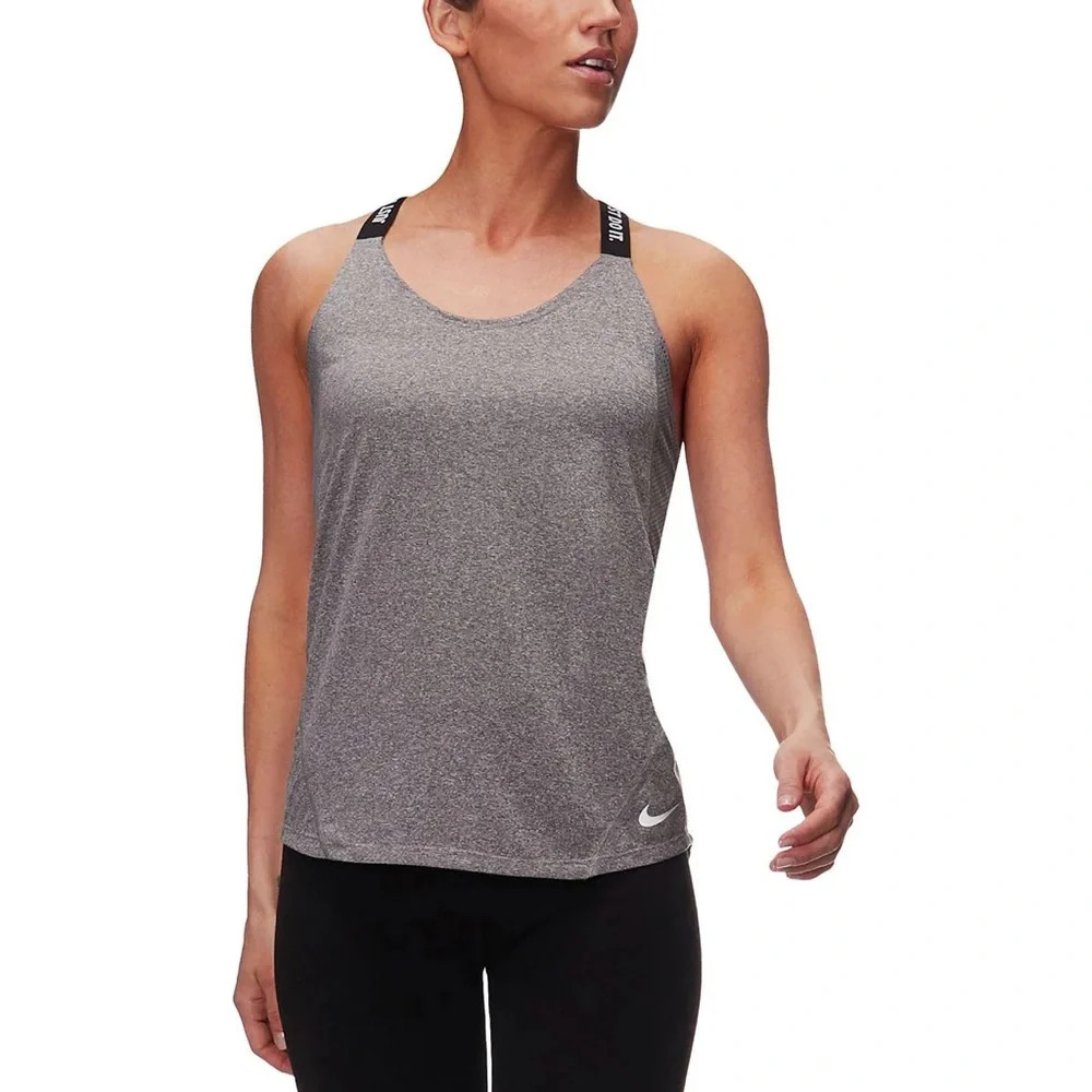 Nike Women’s Gray Dri-Fit Elastika Athletic Workout Fitness Gym Tank Sport M